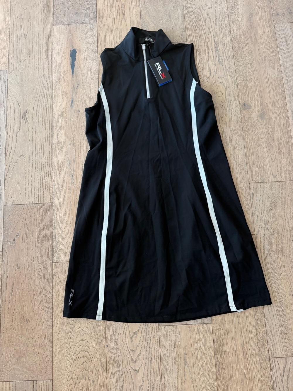 NWT RLX Ralph Lauren Women's Black White Sleeveless Golf Dress Size Medium